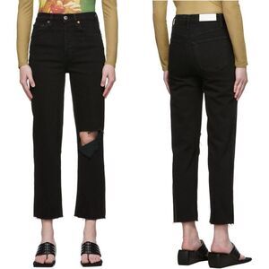NWT Re/Done Black 70’s Stove Pipe Jeans - Size: 24